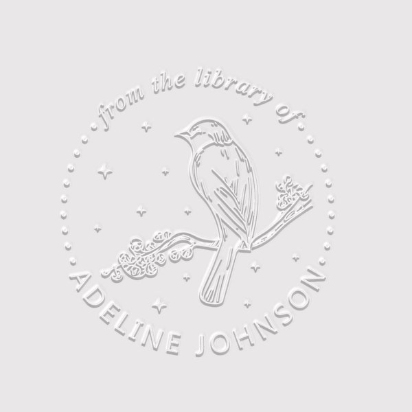 Bird Book Embosser Stamp | Library Embosser Personalized | Rubber Stamp, Self Inking Stamp or Embosser | SKU: STL051