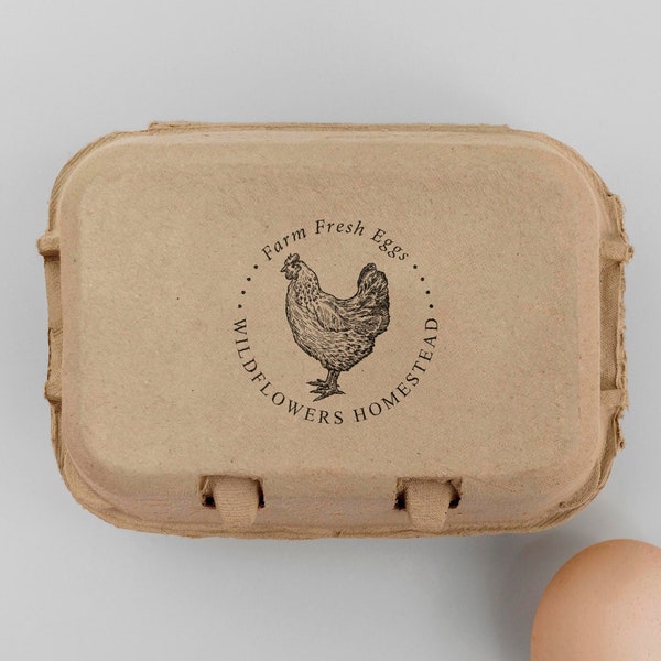 Egg Carton Stamp | Personalized Egg Carton Label | Farm Fresh Eggs Stamp | Rubber Stamp and Self Inking Stamp | Design: STB012