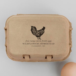 Boerderij verse eieren stempel | Etiketstempel eierdoos | Stempel eierdoos | Rubberstempel en zelfinktende stempel | Ontwerp: STB014