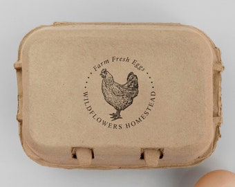 Egg Carton Stamp | Personalized Egg Carton Label | Farm Fresh Eggs Stamp | Rubber Stamp and Self Inking Stamp | Design: STB012