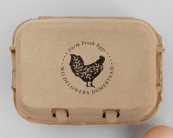 Farm Fresh Eggs Stamp | Egg Carton Label Stamp | Egg Box Stamp | Rubber Stamp and Self Inking Stamp | Design: STB013