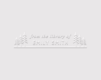 Pine Tree Book Embosser Personalized | Tree Library Stamp | Rubber Stamp, Self Inking Stamp or Embosser | Design: STL002