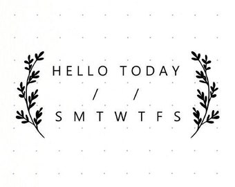 Days of the Week Stamp, Planner Date Stamp, Hello Today Day Stamp, Dot Grid Stamp, 1 x 2 inches, STP004A