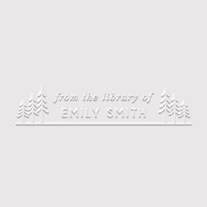 Timbro per libri con albero di pino personalizzato / Timbro per biblioteca con albero / Timbro in gomma, timbro autoinchiostrante o timbro per libri / Design: STL002