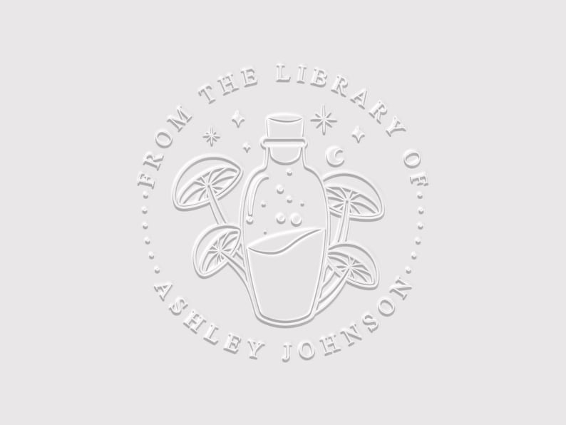 Sello personalizado para libro de pociones mágicas / Sello personalizado para biblioteca de setas / Herramienta para manualidades de brujas / Diseño: STL107 imagen 1