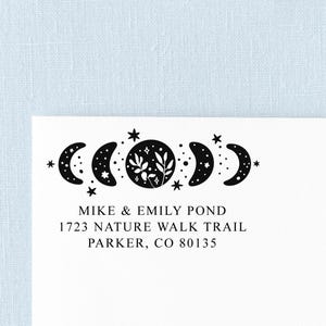 Moon Address Stamp | Return Address Stamp | Family Return Address Stamp | Rubber Stamp or Self-Inking Stamp | Design: STA040