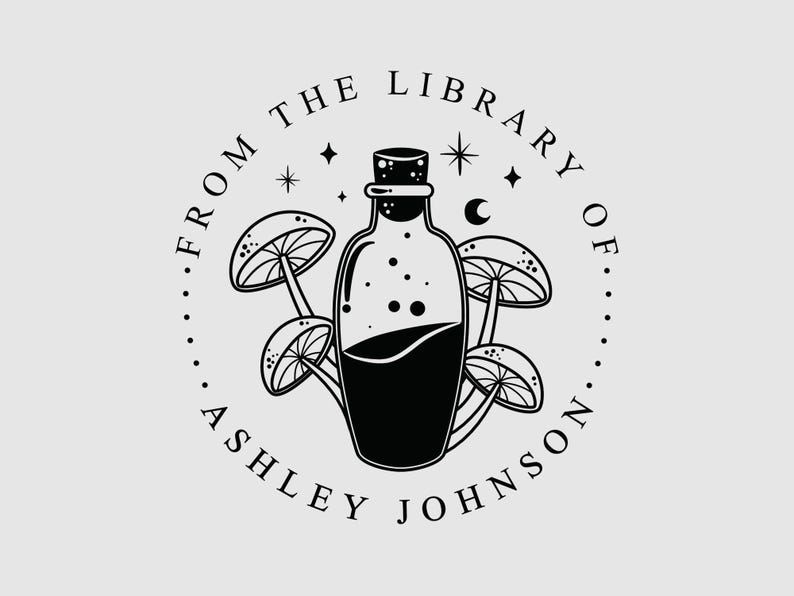 Sello personalizado para libro de pociones mágicas / Sello personalizado para biblioteca de setas / Herramienta para manualidades de brujas / Diseño: STL107 imagen 3