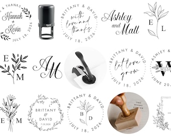 Custom Wedding Stamp Monogram, Personalized Wedding Favor Thank You Tags, Engagement Logo Envelope Embosser