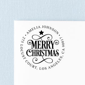 Christmas Address Stamp | Christmas Return Address Labels | Rubber Stamp, Self-Inking Stamp or Embosser | Design: STA080