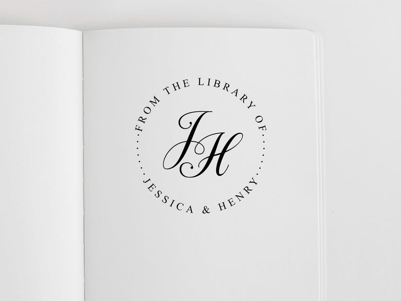 Monogram Book Embosser Personalized | Bookplate Stamp | Initial Book Embosser | Rubber Stamp, Self Inking Stamp or Embosser | SKU: STL121 afbeelding 4