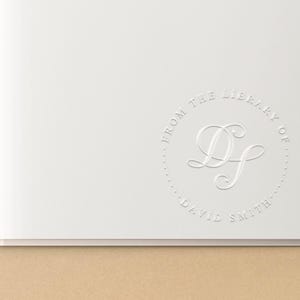 Monogram Book Embosser Personalized | Bookplate Stamp | Initial Book Embosser | Rubber Stamp, Self Inking Stamp or Embosser | SKU: STL121 afbeelding 2