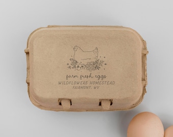 Individueller Eierkarton Stempel | Ei Stempel Personalisiert | Bauernhof Frische Hühnerei Stempel | Stempel und Selbstfarbstempel | Motiv: STB023