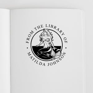 Mermaid Book Embosser Personalised | Nautical Book Stamp | From the Library of | Rubber Stamp, Self Inking Stamp or Embosser | SKU: STL086 image 6