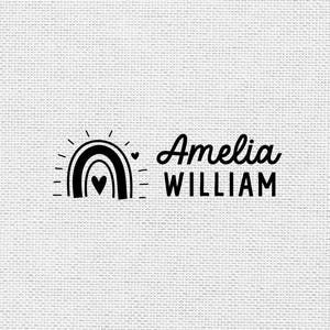Rainbow Name Stamp for Kids Clothes | Fabric Stamp | Kids Clothing Marker | Rubber Stamp or Self Inking Stamp | 0.5" x 1.5" | STC003 bild 1