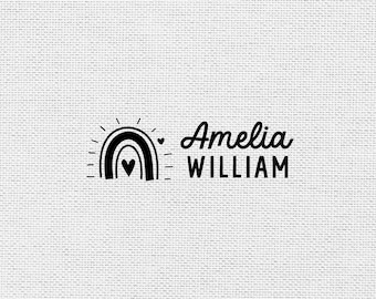 Rainbow Name Stamp for Kids Clothes | Fabric Stamp | Kids Clothing Marker | Rubber Stamp or Self Inking Stamp | 0.5&quot; x 1.5&quot; | STC003
