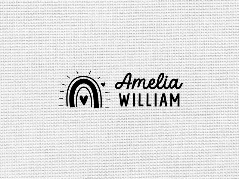 Rainbow Name Stamp for Kids Clothes | Fabric Stamp | Kids Clothing Marker | Rubber Stamp or Self Inking Stamp | 0.5" x 1.5" | STC003 bild 1