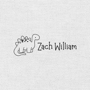 Dinosaur Name Stamp for Kids Clothes | Name Stamp for Paper | Clothing Stamper | Rubber Stamp or Self Inking Stamp | 0.5" x 1.5" | STC007