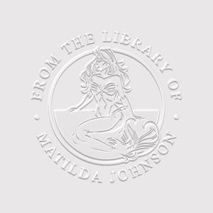 Mermaid Book Stamp Personalized | Nautical Book Plate | Library Stamp | Rubber Stamp, Self Inking Stamp or Embosser | Design: STL086 immagine 3