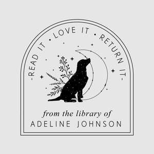 Dog Library Stamp Personalized | Book Stamp | Read it Love it Return it | Rubber Stamp or Self Inking | Design: STL056