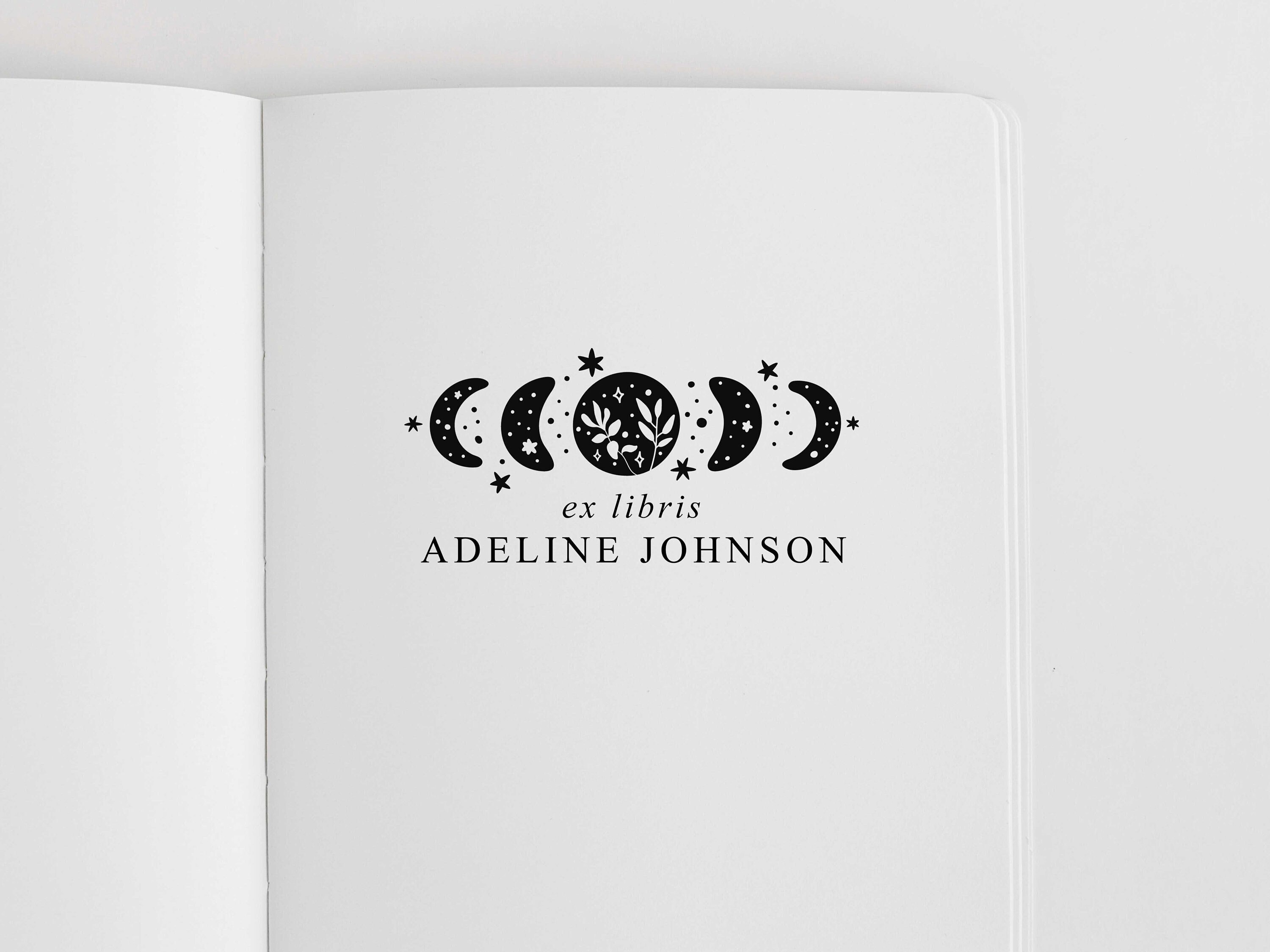 Moon Book Stamp Personalized | Ex Libris Stamp | Bookplate Stamp | Rubber Stamp or Self Inking | Design: STL013