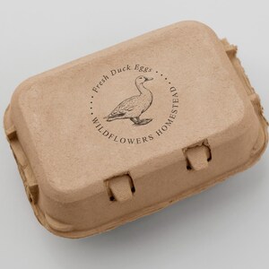 Fresh Duck Egg Carton Stamp | Homesteading Stamp | Egg Carton Label | Hobby Fram Stamp | Rubber Stamp and Self Inking Stamp | Design: STB019 image 2