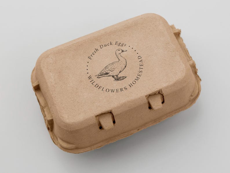 Fresh Duck Egg Carton Stamp | Homesteading Stamp | Egg Carton Label | Hobby Fram Stamp | Rubber Stamp and Self Inking Stamp | Design: STB019 image 2