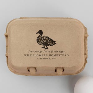 Fresh Duck Egg Carton Stamp | Homesteading Stamp | Egg Carton Label | Hobby Fram Stamp | Rubber Stamp and Self Inking Stamp | Design: STB021