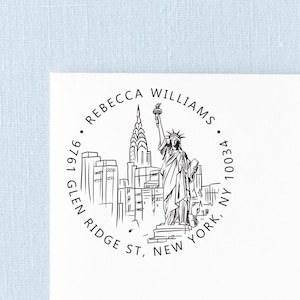 New York City Return Address Stamps Personalized | Rubber Stamp, Self Inking Stamp or Embosser | Design: STA068
