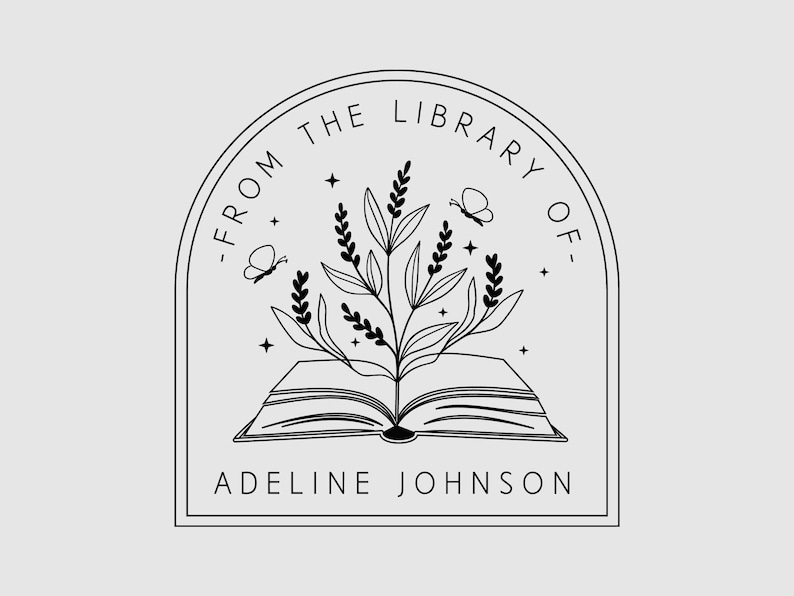 Book Stamp Personalized | From the Library of Stamp | Floral Open Book Stamp | Ex Libris Stamp | SKU: STL045 image 1