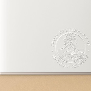 Mermaid Book Embosser Personalised | Nautical Book Stamp | From the Library of | Rubber Stamp, Self Inking Stamp or Embosser | SKU: STL086 image 2