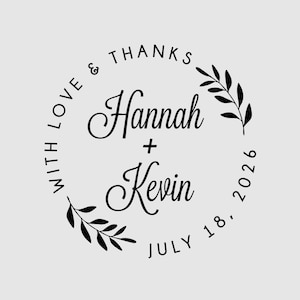 Wedding Thank you Stamp | Wedding Favor Labels | With Love and Thanks Stamp | Rubber Stamp, Self Inking Stamp or Embosser | Design: WS011