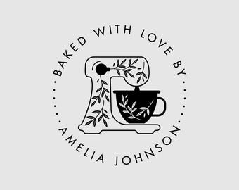 Baked with Love by Stamp | From the Kitchen of Stamp | Baking Stand Mixer | Rubber Stamp, Self Inking Stamp or Embosser | Design: STB003