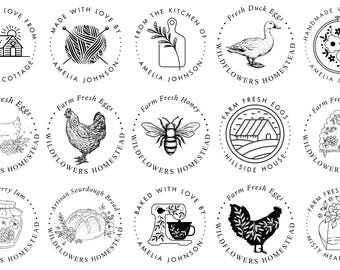 Custom Logo Stamps Small Businesses, Farmhouse Branding, Personalized Round Self Inking Stamp