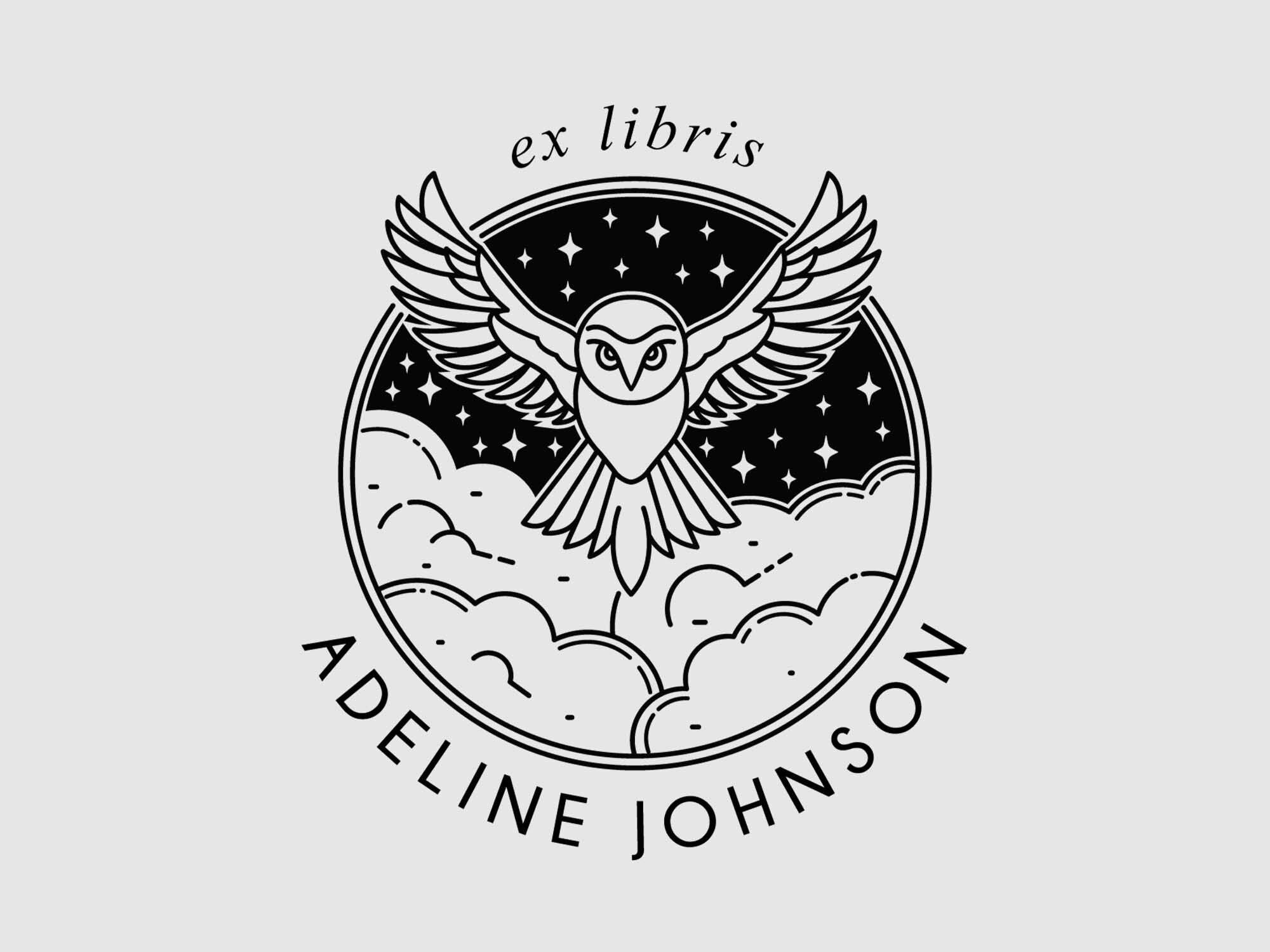 Ex Libris Stamp | Owl Book Stamp Personalized | Book Plate Stamp | Rubber Stamp, Self Inking Stamp o