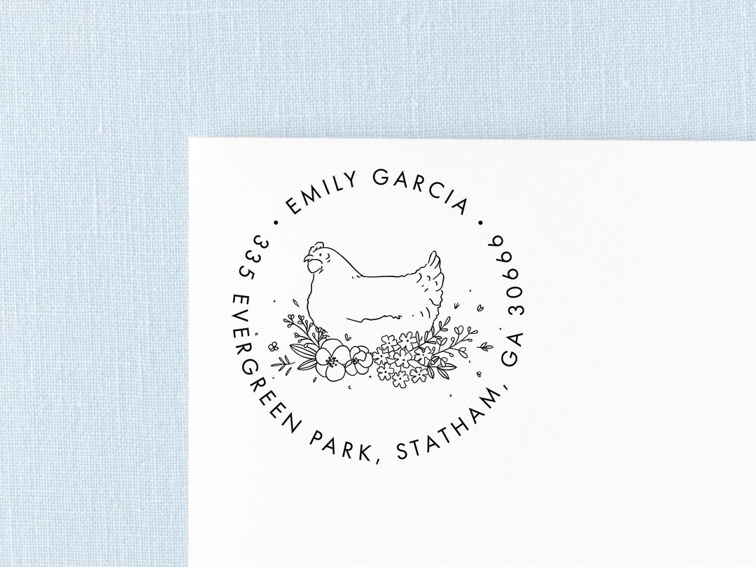 Personalized Chicken Address Stamp, Farmhouse Return Stamper, Custom ...