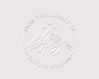 Night Court Book Embosser Stamp | Mountain with Three Stars Stamp | Rubber Stamp, Self Inking Stamp or Embosser | SKU: STL081