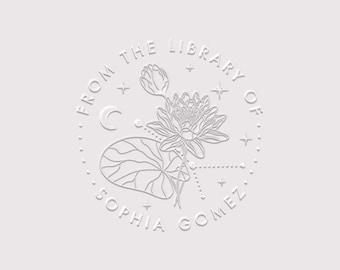 Birth Month Flower Book Embosser | Zodiac From the Library of Embosser | Rubber Stamp, Self Inking Stamp or Embosser | SKU: STL090