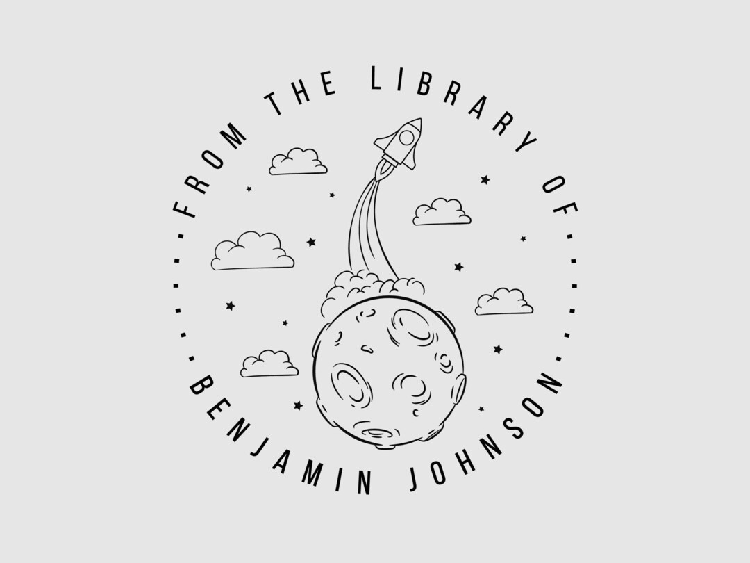 Scifi Book Stamp Personalized Space Travel Book Embosser Library