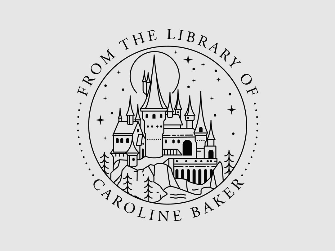 Castle Book Stamp Personalized Magic Book Plate Library Stamp Rubber