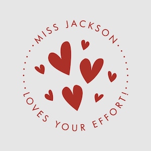 Teacher Stamp Love Your Effort | Heart Teacher Stamp Custom | Feedback Stamp | 1 inch Rubber Stamp or Self Inking Stamp| Design: TS004