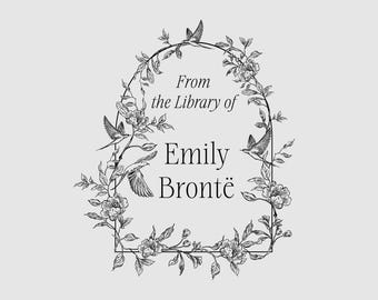 Victorian Floral Ex Libris Stamp – Personalized Library Stamp with Hummingbirds and Roses | Self-Inking or Wood Rubber Stamp | STL178B