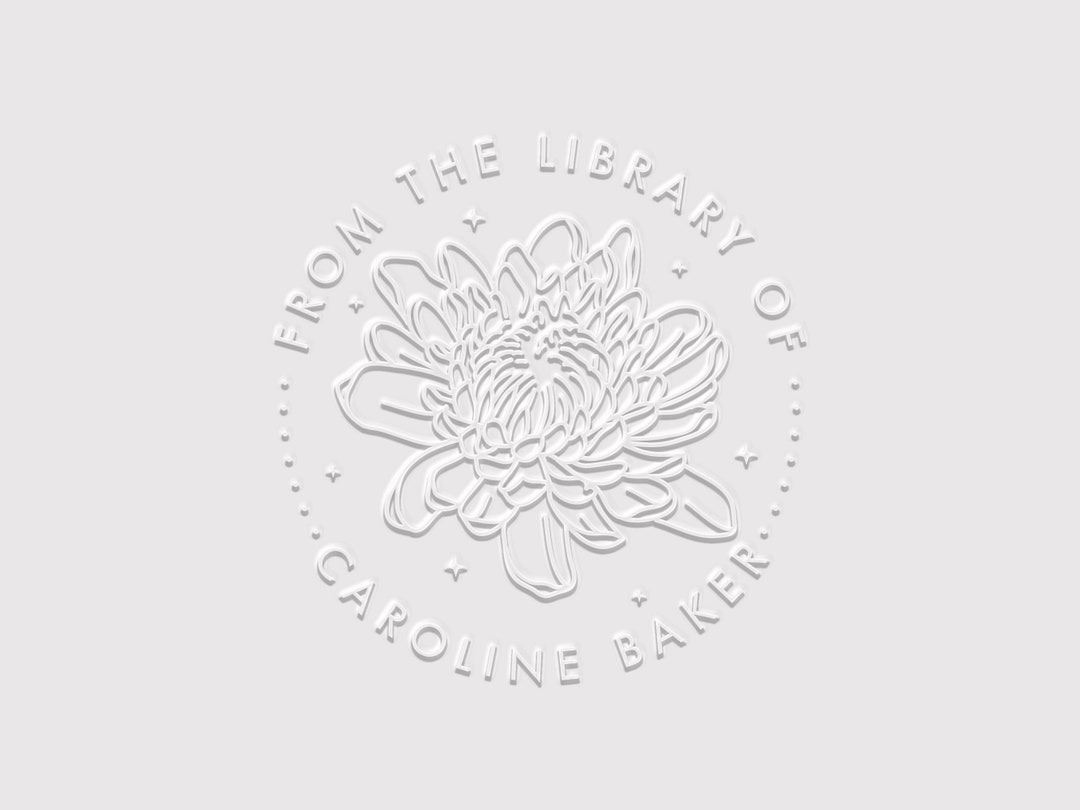 Chrysanthemum Book Embosser Personalized Flower Book Stamp Rubber Stamp