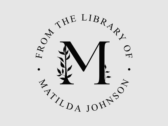 Monogram Library Stamp Personalized Name Initial Bookplate Stamp Rubber  Stamp, Self Inking Stamp or Embosser Design: STL055 