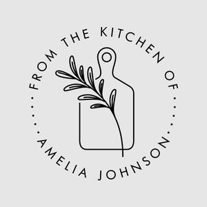 From the Kitchen of Stamp | Cooked with Love by Stamp | Chopping Board Logo | Rubber Stamp, Self Inking Stamp or Embosser | Design: STB004