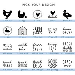Mini eierstempel | Kippenei-marker | Eendeneistempels | Etiketten voor boerenmarkt| Hobby Farm eierdoos stempel | 0,75" x 0,75" | EGG001