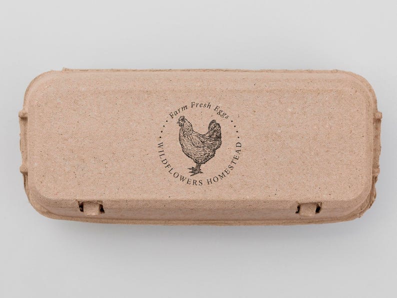 Egg Carton Stamp | Personalized Egg Carton Label | Farm Fresh Eggs Stamp | Rubber Stamp and Self Inking Stamp | Design: STB012 image 2