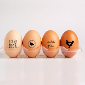 Kleine eierstempel | Marker voor verse eieren van de boerderij | Homesteading-stempels | Butt Nuggets | Eendeneistempel | Etiketten boerderij eieren | 0,75" x 0,75" | EGG001
