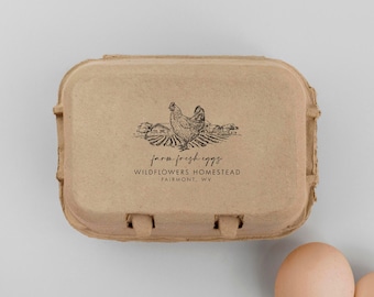 Customizable Farm Fresh Eggs Rubber Stamp for Carton Labels - Self-Inking Option Available | Design: STB015