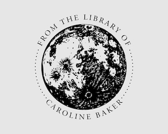 Full Moon Book Stamp | Library Stamp Personalized | Rubber Stamp or Self Inking Stamp | Design: STL068