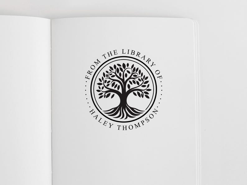 Tree Book Embosser Personalized | Tree of Life Library Book Stamp Personalized | Rubber Stamp, Self Inking Stamp or Embosser | SKU: STL157 immagine 4